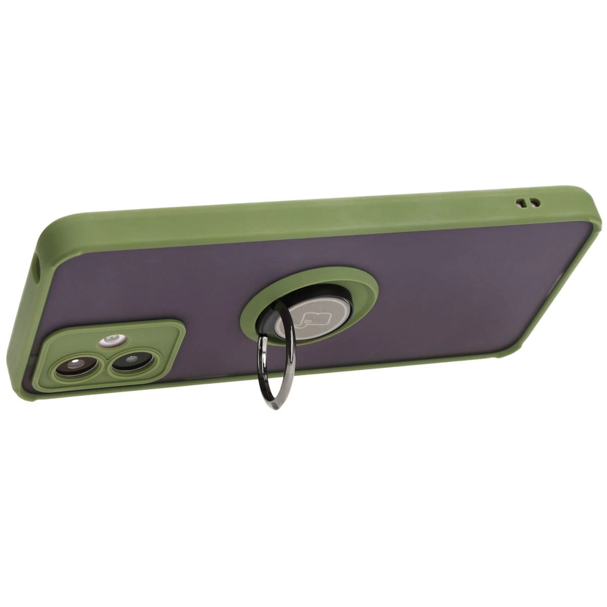 Bizon Case Hybrid Ring Motorola Moto G14 smoky with a green frame