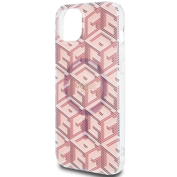 Guess GUHMP15SHGCUSTGP Apple iPhone 15 / 14 hardcase IML GCube MagSafe pink