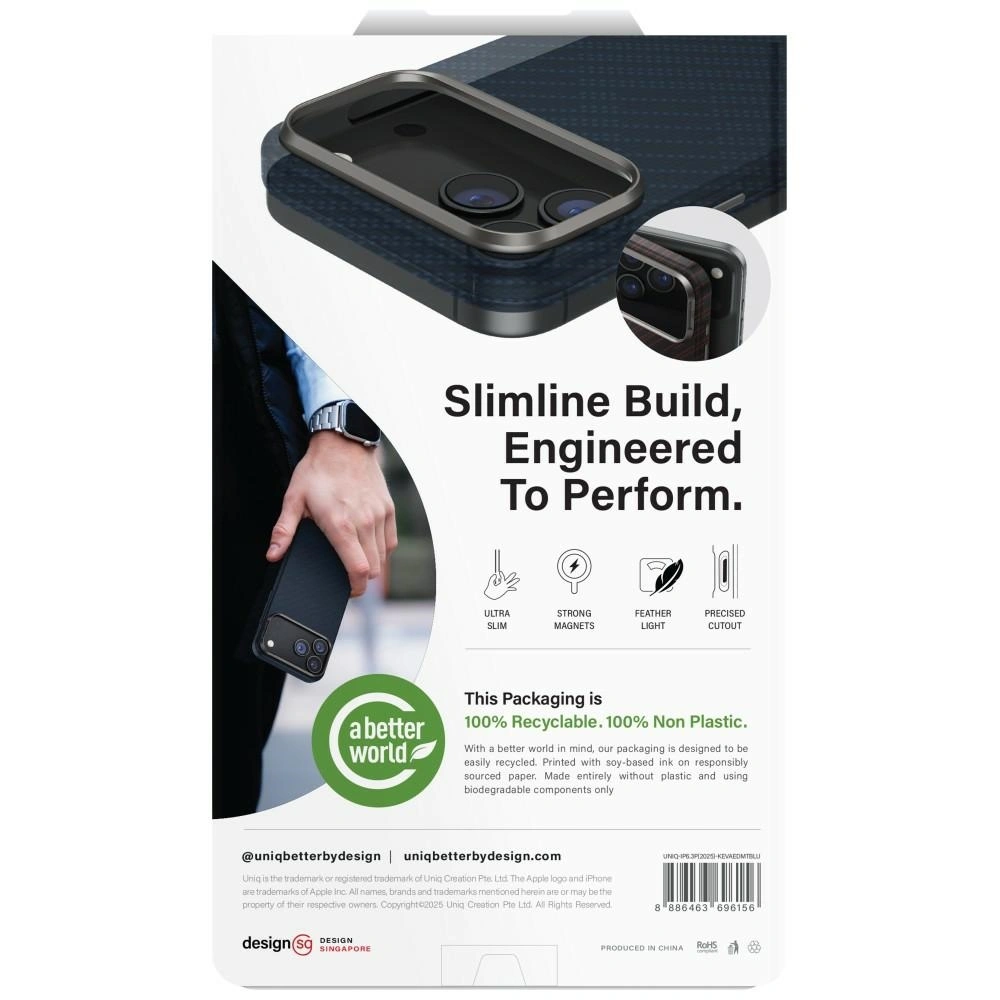 Etui UNIQ Keva EDGE do Apple iPhone 17 Pro Magclick Charging niebieski