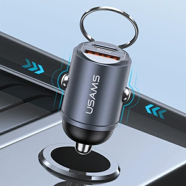 USAMS C38 USB-A, USB-C 30W PD Fast Charge car charger tarnish 