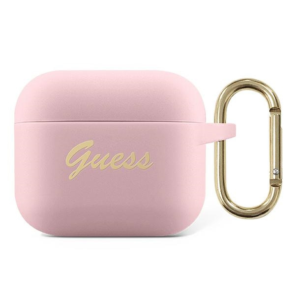 Guess GUA3SSSI Apple AirPods 3 cover pink Silicone Vintage Script