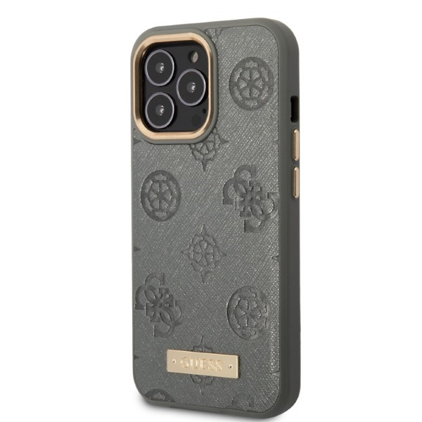 Guess GUHMP13XSAPSTG Apple iPhone 13 Pro Max grey hardcase Peony Logo Plate MagSafe