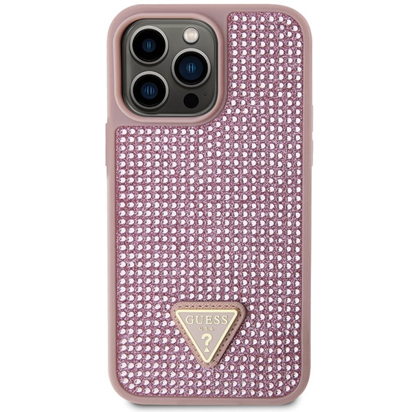 Guess GUHCP14XHDGTPP Apple iPhone 14 Pro Max pink hardcase Rhinestone Triangle