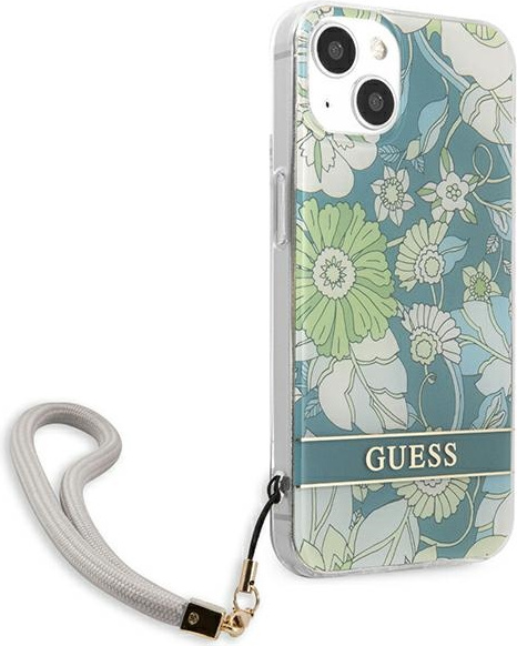 Guess GUHCP13SHFLSN Apple iPhone 13 mini green hardcase Flower Strap