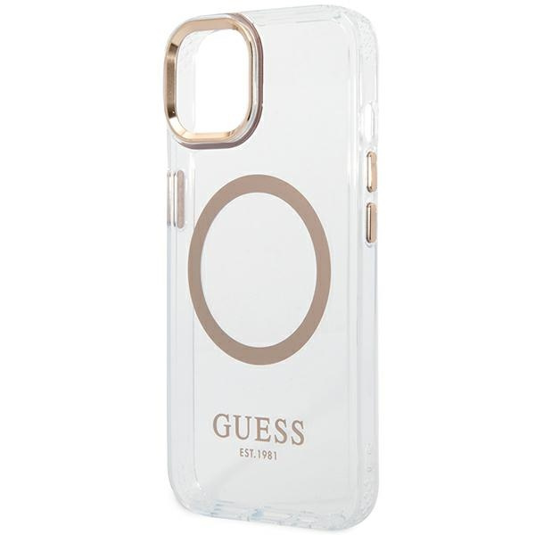 Guess GUHMP14SHTRMD Apple iPhone 14 gold hard case Metal Outline Magsafe
