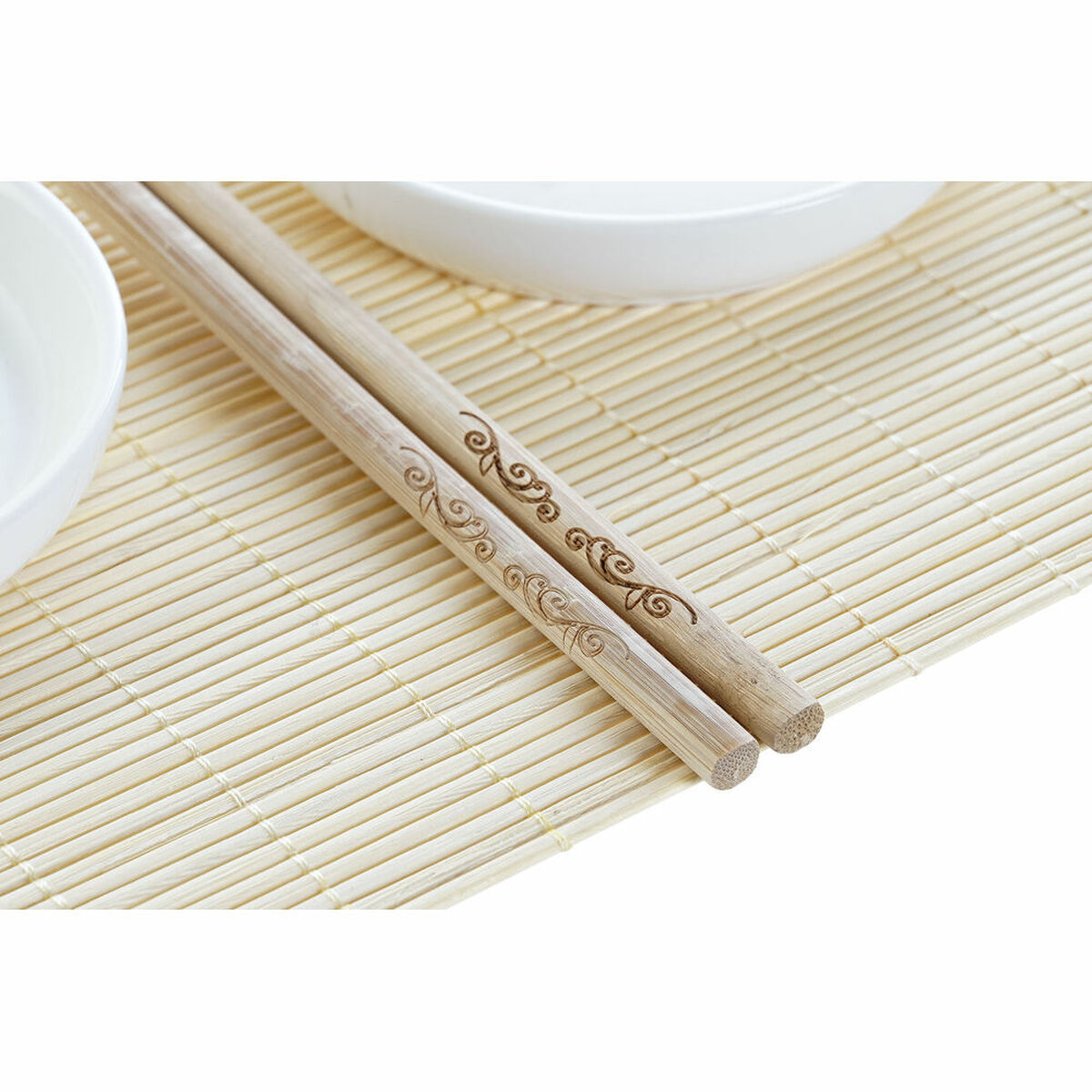Sushi Set DKD Home Decor 28,8 x 19,8 x 3 cm Natural White Stoneware Oriental (28,8 x 19,8 x 3 cm)