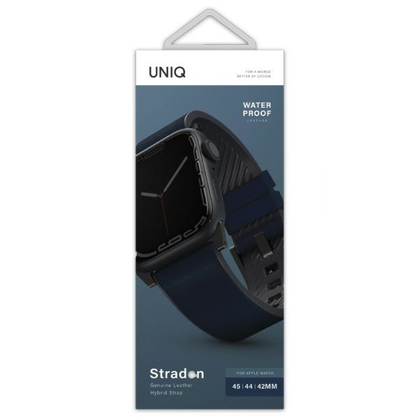 UNIQ Straden Strap Apple Watch 4/5/6/7/SE 44/45mm Leather Hybrid Strap blue