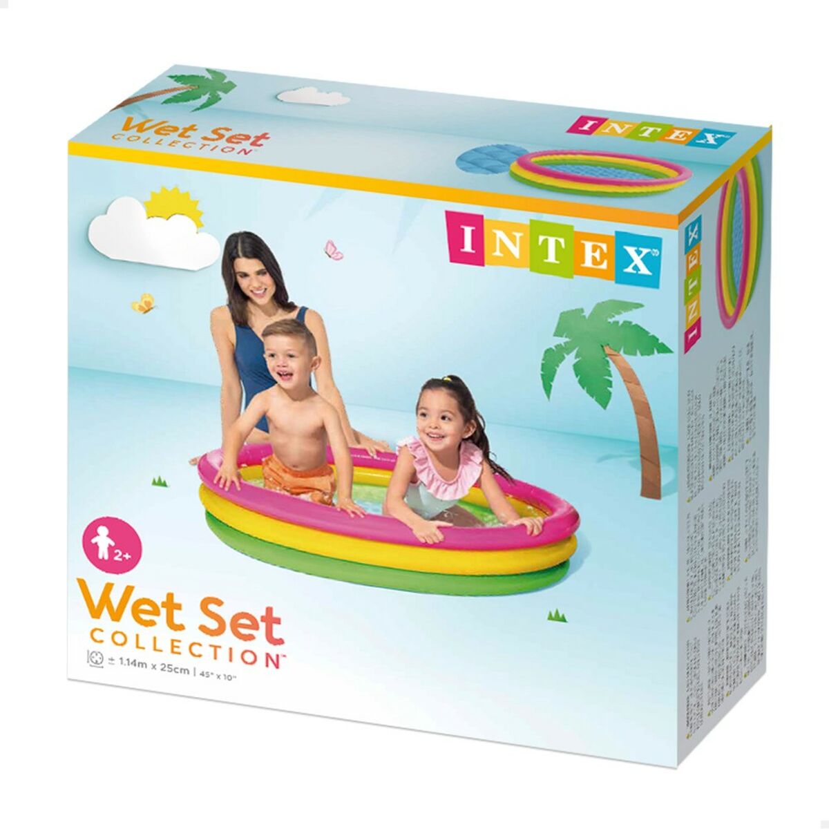 Inflatable Paddling Pool for Children Intex Sunset Rings 114 x 25 x 114 cm 131 L (6 Units)