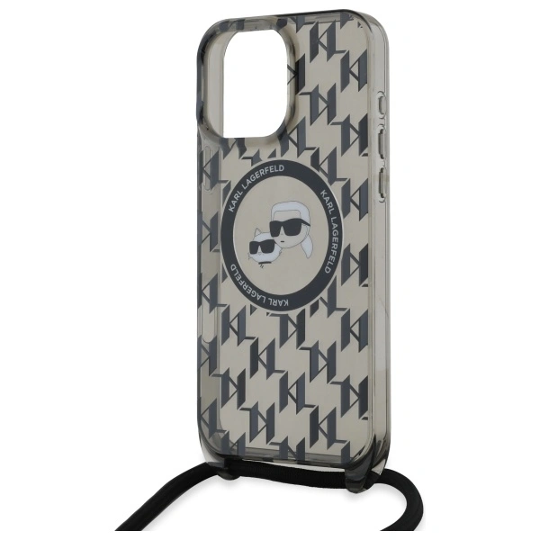 Karl Lagerfeld KLHMP16LHCKCKLCK Apple iPhone 16 Pro hardcase IML Crossbody Monogram Karl & Choupette Head MagSafe black