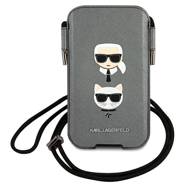 Karl Lagerfeld KLHCP12MOPHKCG 6.1 inch grey hardcase Saffiano Ikonik Karl&Choupette Head