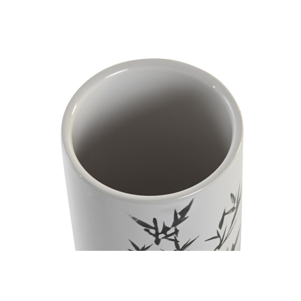 Toothbrush Holder DKD Home Decor 7,6 x 7,6 x 11 cm Black Rubber wood White Stoneware
