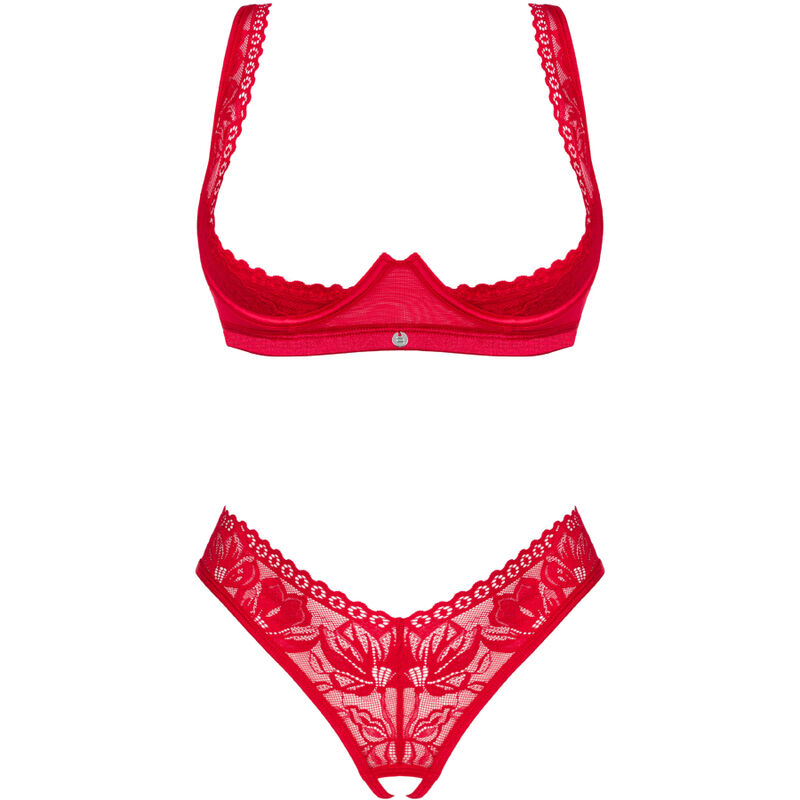 OBSESSIVE - LACELOVE CUPLESS TWO PIECES SET RED XS/S