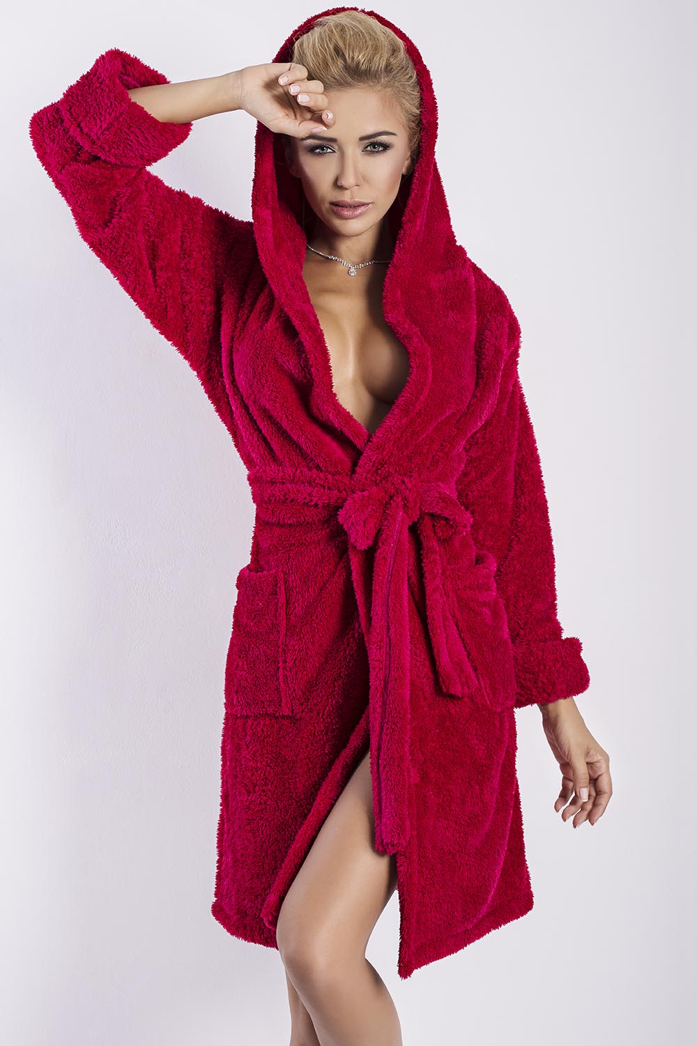 Short bathrobe model 119933 DKaren pink Ladies