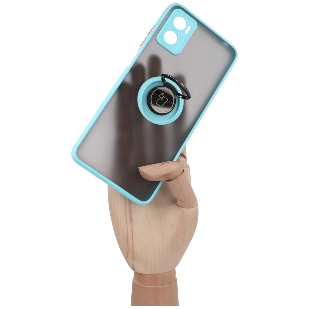 Bizon Case Hybrid Ring Motorola Moto E22 / E22i smoky with a light blue frame