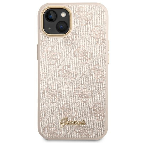 Guess GUHCP14SHG4SHP Apple iPhone 14 pink hard case 4G Vintage Gold Logo