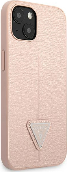 Guess GUHCP13SPSATLP Apple iPhone 13 mini pink hardcase Saffiano Triangle Logo