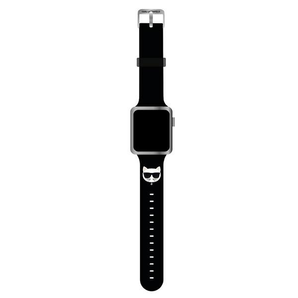 Karl Lagerfeld KLAWLSLCK Apple Watch 4/5/6/7/SE 44/45mm black strap Silicone Choupette Heads