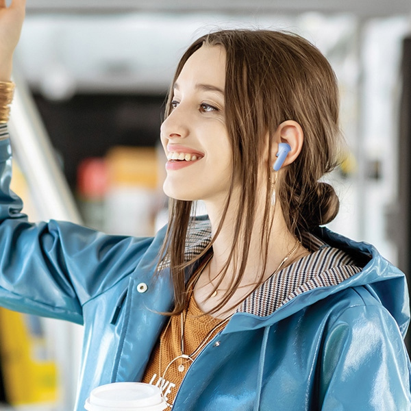 AWEI T85 ENC Bluetooth 5.3 TWS headphones + docking station orange