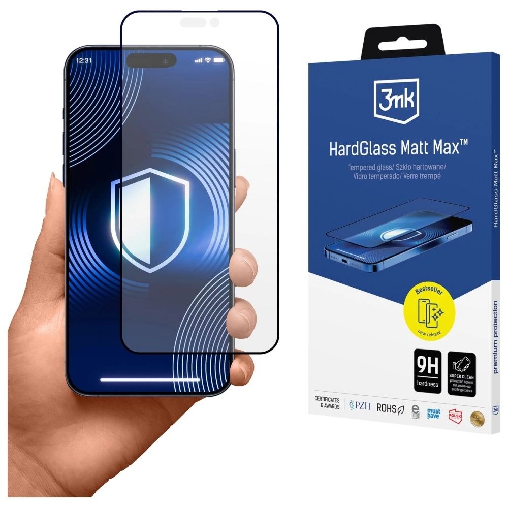Szkło hartowane 3MK HardGlass Matt Max do Apple iPhone 17 Pro