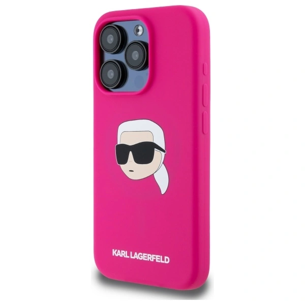 Karl Lagerfeld KLHMP15LSKHPPLF Apple iPhone 15 Pro hardcase Silicone Karl Head Print MagSafe fuschia