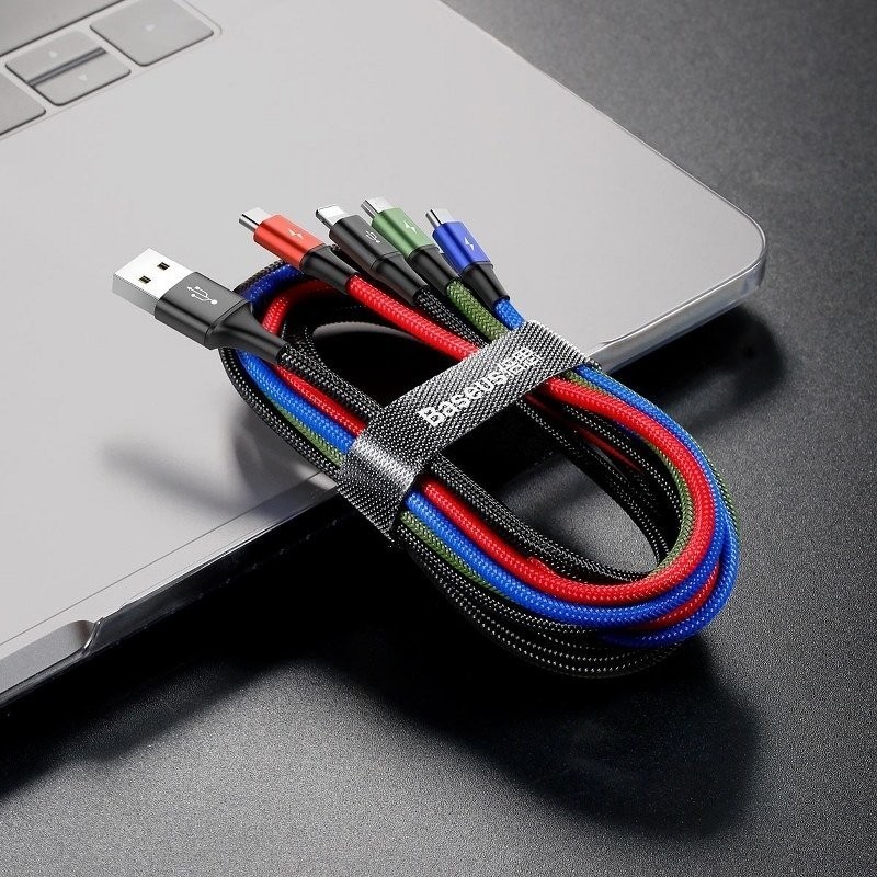Cable USB Baseus Fast 4w1 USB-C / 2x Lightning / Micro 3,5A 1,2m Black