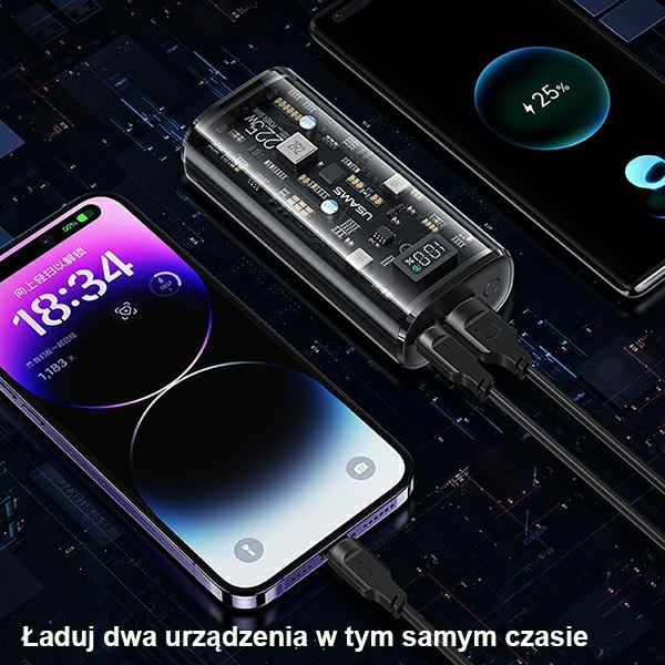 USAMS Powerbank 9000mAh PD 20W QC3.0+PD Dual-Port Fast Charge black (US-CD189)