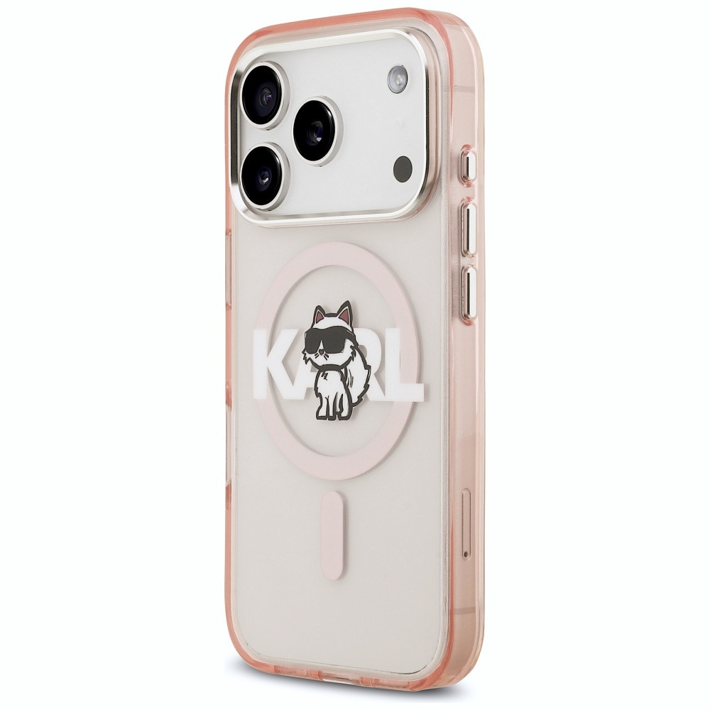 Etui Karl Lagerfeld IML Choupette Sketch Logo MagSafe do Apple iPhone 17 Pro różowy