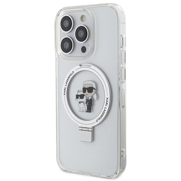 Karl Lagerfeld KLHMP15XHMRSKCH Apple iPhone 15 Pro Max hardcase Ring Stand Karl&Choupettte MagSafe white