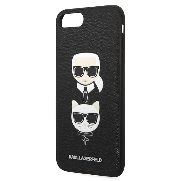 Karl Lagerfeld KLHCI8LSAKICKCBK Apple iPhone 8/7 Plus black hardcase Saffiano Ikonik Karl&Choupette Head