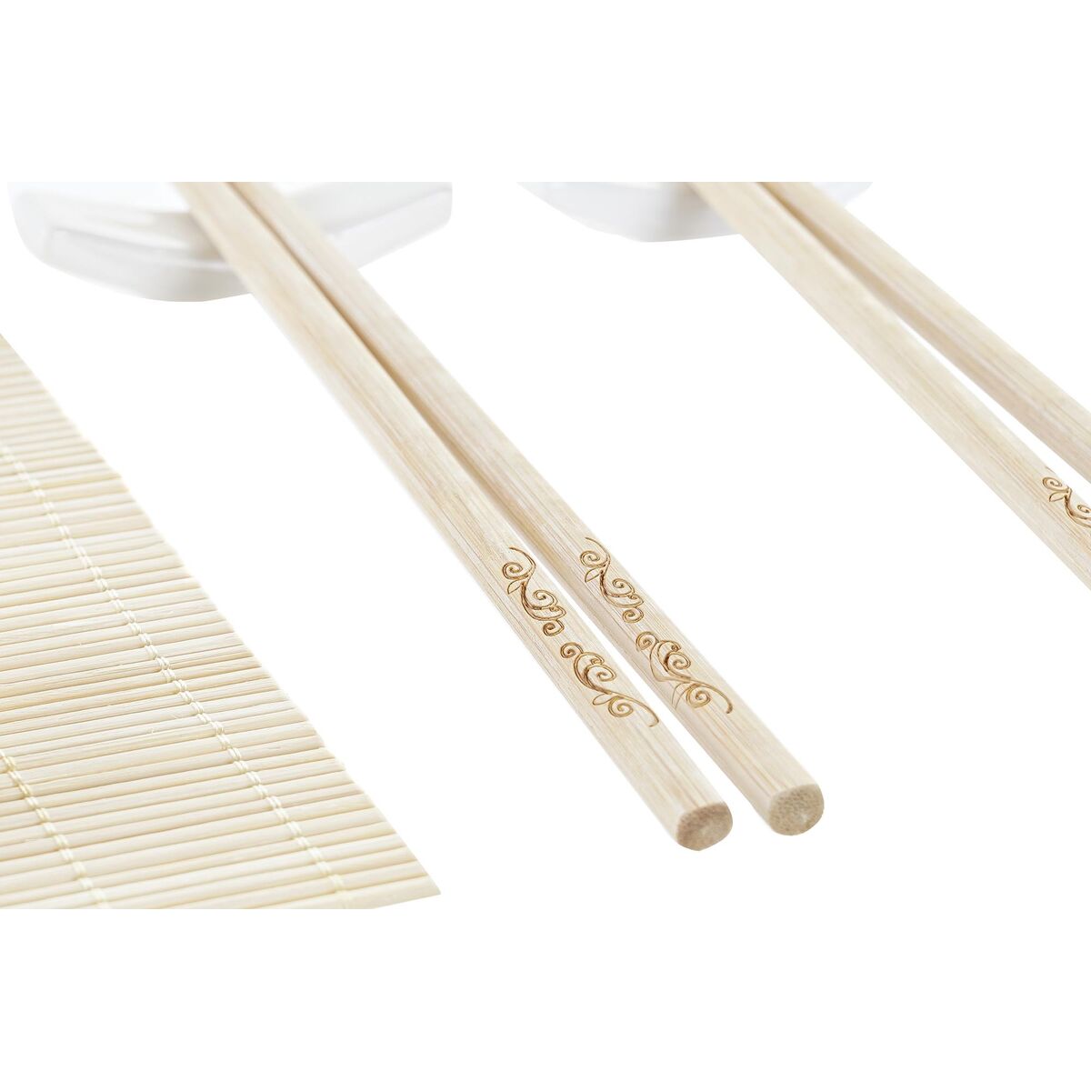 Sushi Set DKD Home Decor Natural White 28 x 22 x 2,5 cm Oriental (9 Pieces)