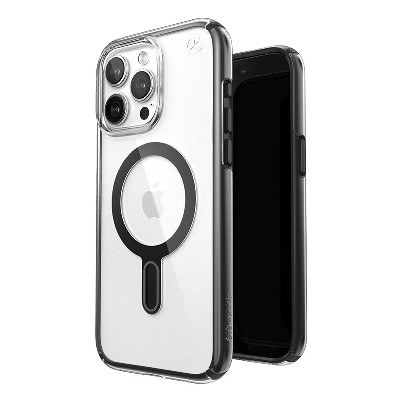 Speck Presidio Perfect-Clear ClickLock MagSafe Apple iPhone 15 Pro Max (Clear/Frosted Black/Slate Grey)