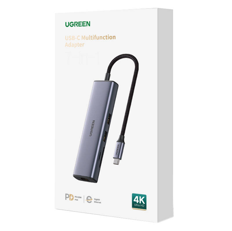 HUB UGREEN USB-C/2x USB 3.0 + HDMI + RJ45 + SD/TF