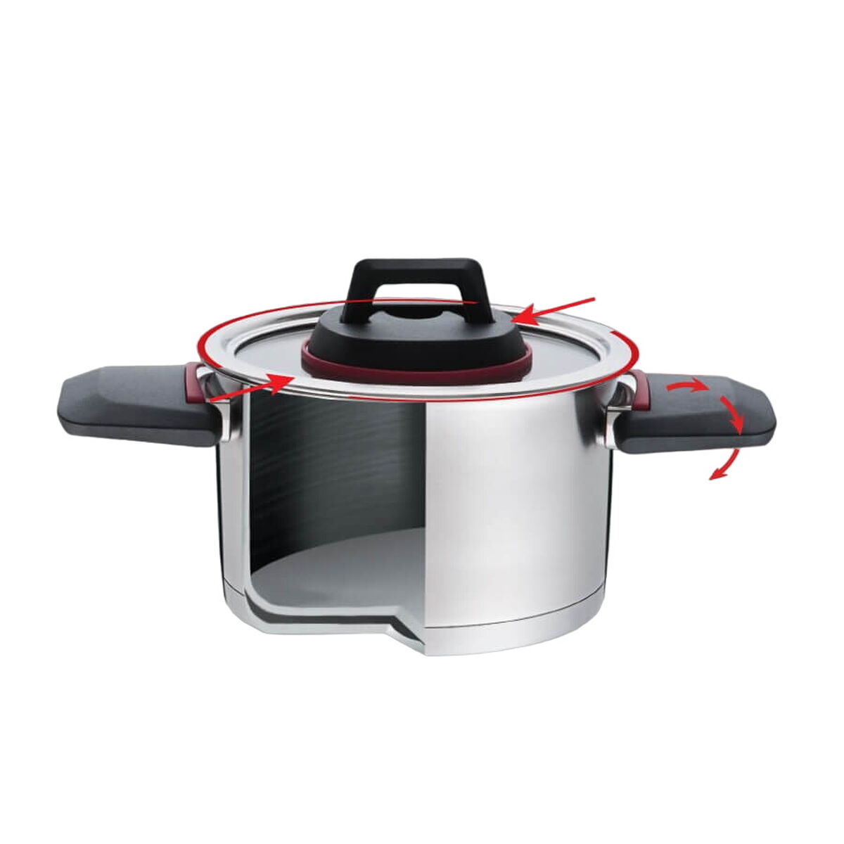 Casserole with Lid Feel Maestro MR-3530-16 Red Black Steel Stainless steel Plastic Ø 16 cm 1,6 L