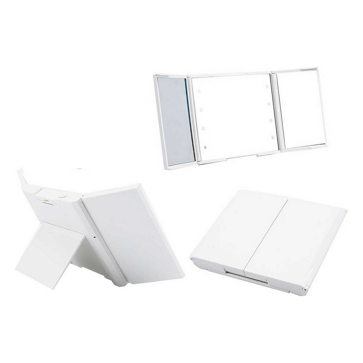 Taschenspiegel Weiß LED Leicht 1,5 x 9,5 x 11,5 cm (12 Stück)