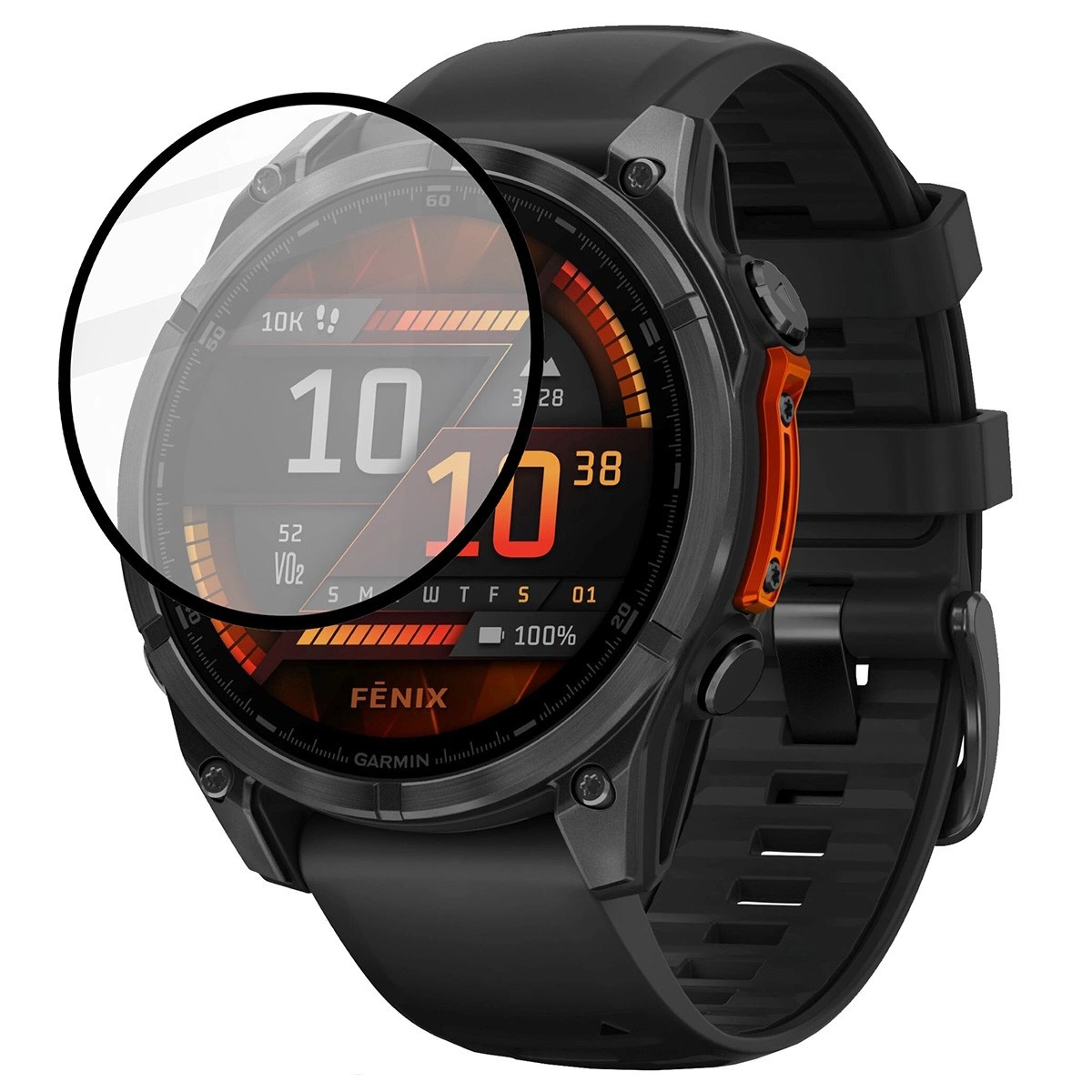 Bizon Glass Watch Edge Hybrid Garmin Fenix 8 AMOLED 47 mm black