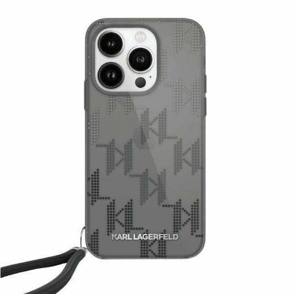 Karl Lagerfeld KLHCP15SHKDPNSK Apple iPhone 15 / 14 / 13 hardcase IML Mono KL Pattern & Cord black