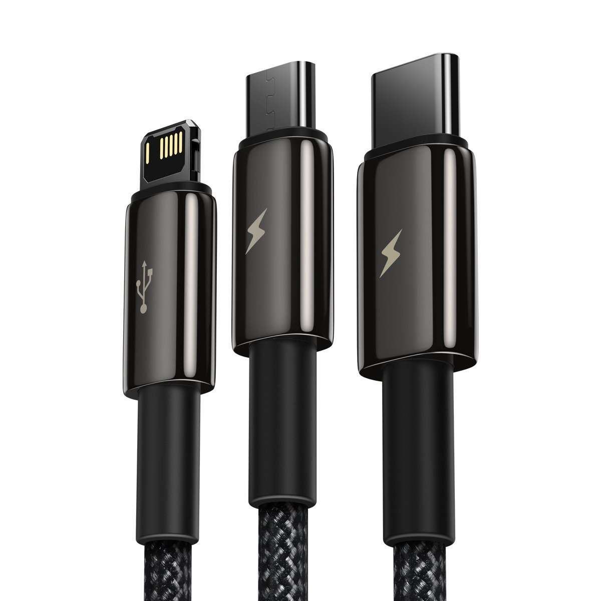 USB cable 3in1 Baseus Tungsten Gold, USB to micro USB / USB-C / Lightning, 3.5A, 1.5m (black)