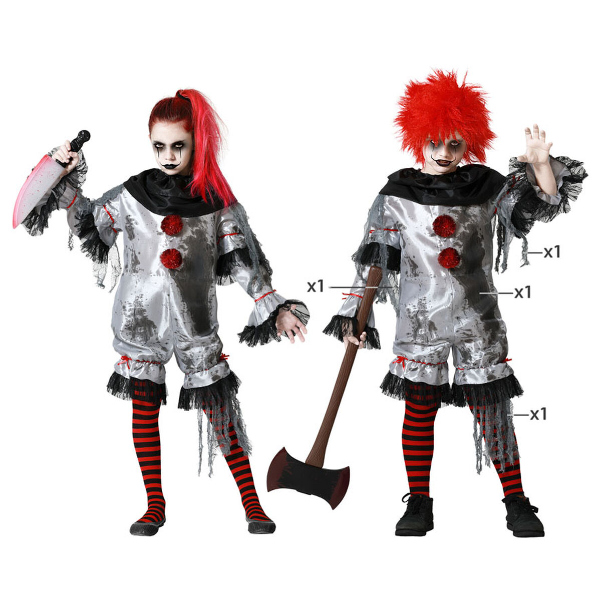 Costume for Children Male Clown Grey