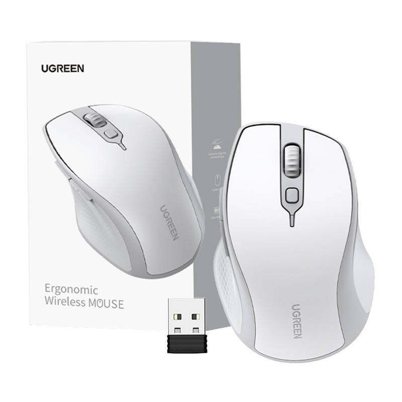 Wireless mouse UGREEN MU101 2.4G/BT (white)