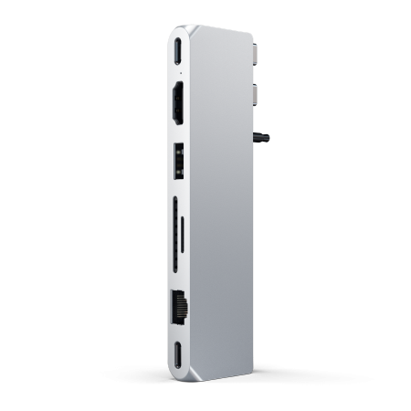 Satechi Pro Max Dual USB-C Hub for MacBook 2x USB-C, USB-A, 4K HDMI, Micro/SD Card Reader, Ethernet