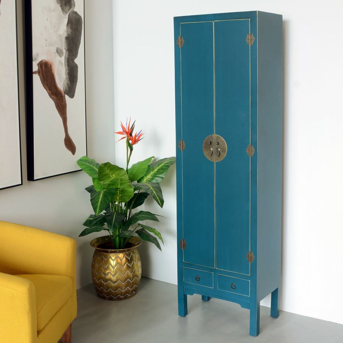 Cupboard ORIENTE 55 x 33 x 185 cm Blue DMF