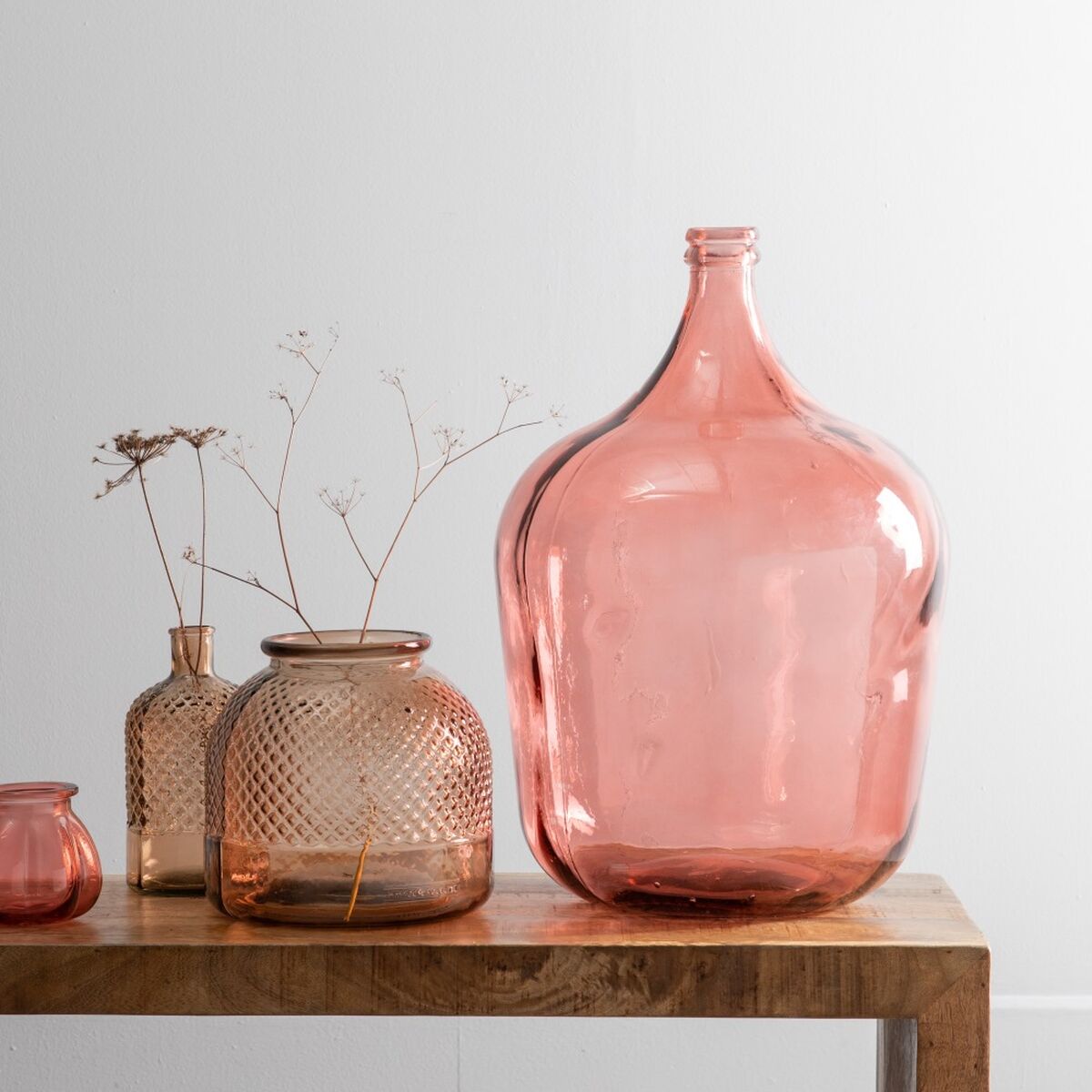 Vase recycled glass 24 x 24 x 24 cm Caramel