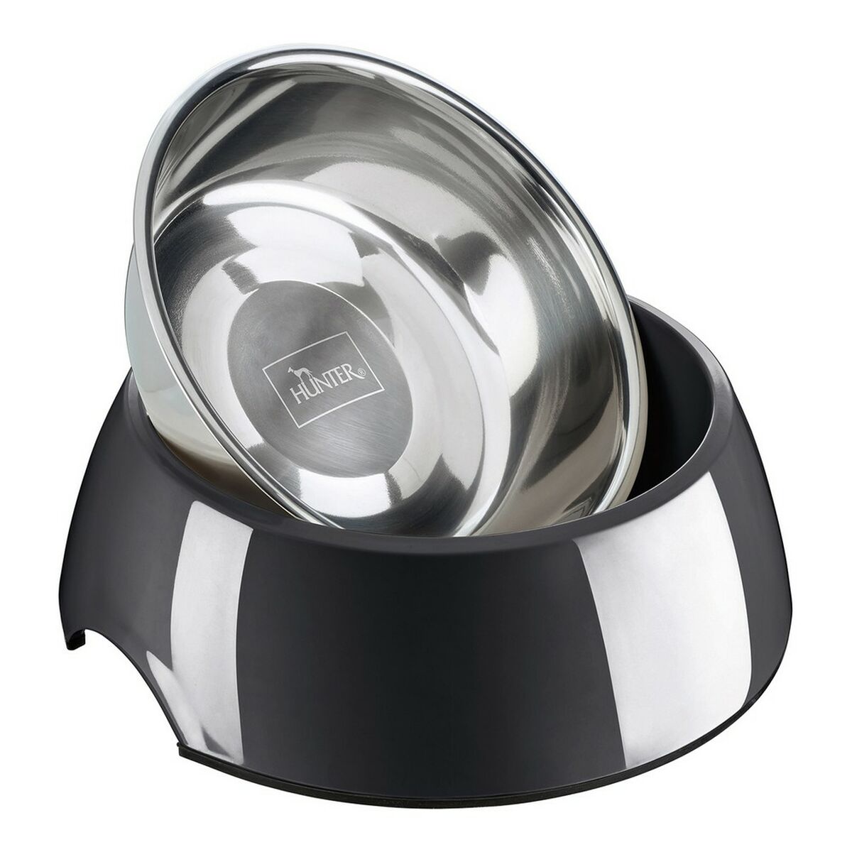 Dog Feeder Hunter Stainless steel Melamin Black (22 x 22 x 11,5 cm)
