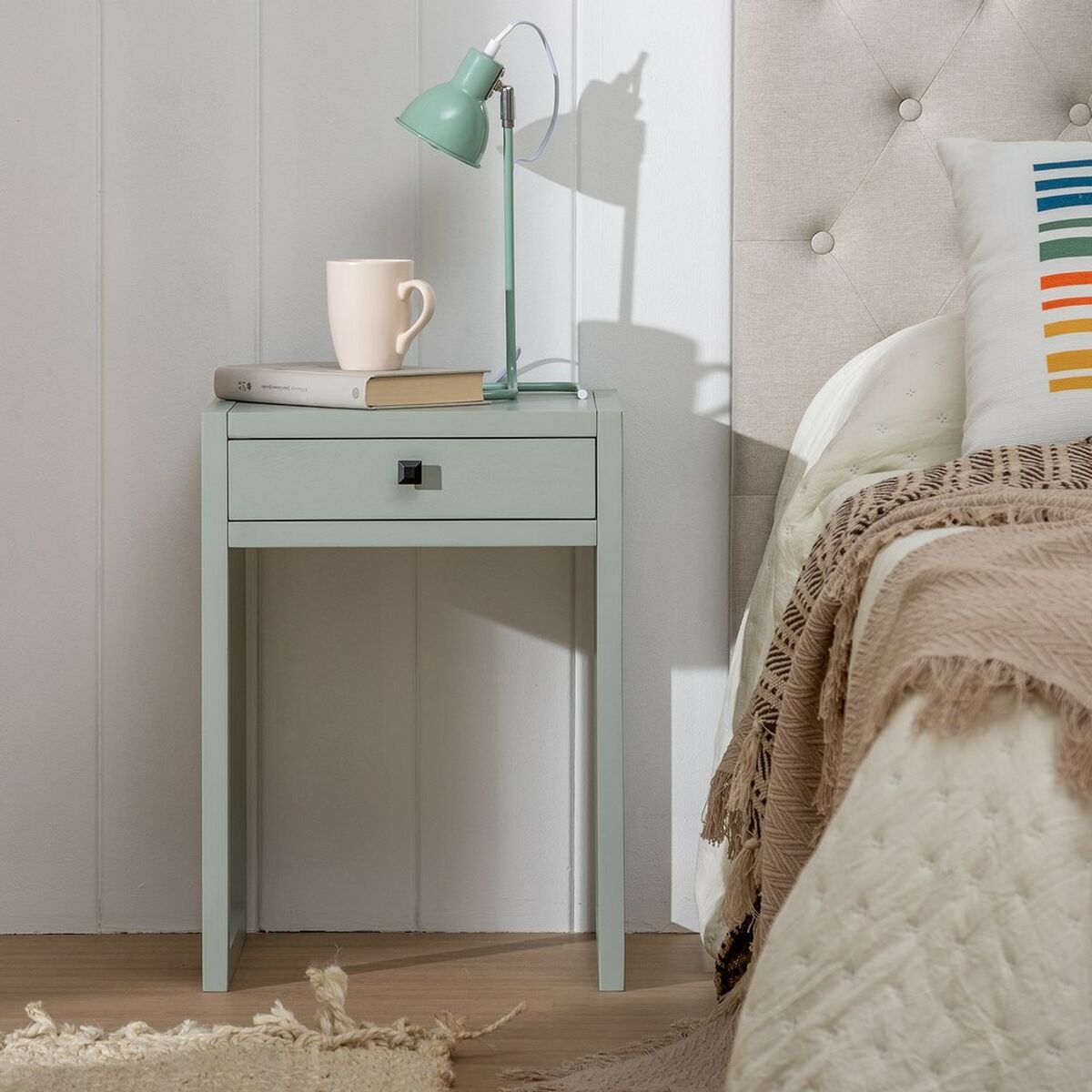 Nightstand Grey Pine MDF Wood 40,5 X 38 X 56 CM