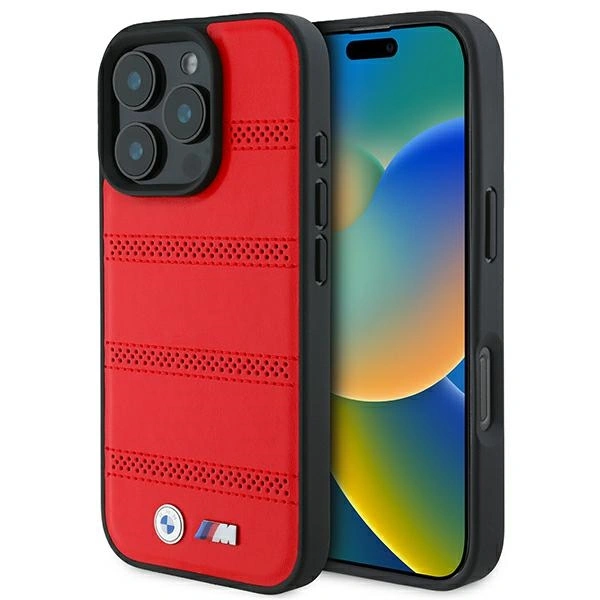 BMW BMHMP16L23PUSPR Apple iPhone 16 Pro hardcase M Perforated And Stitched Line MagSafe red