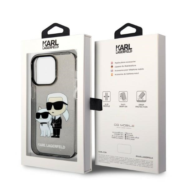 Karl Lagerfeld KLHCP14LHNKCTGK Apple iPhone 14 Pro black hardcase IML GLIT NFT Karl&Choupette