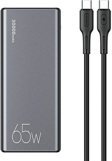 USAMS Powerbank PB59 30000mAh 65W 2xQC3.0+PD Fast Charge black CMXLOGTC01 (US-CD165) + cable USB-C-USB-C