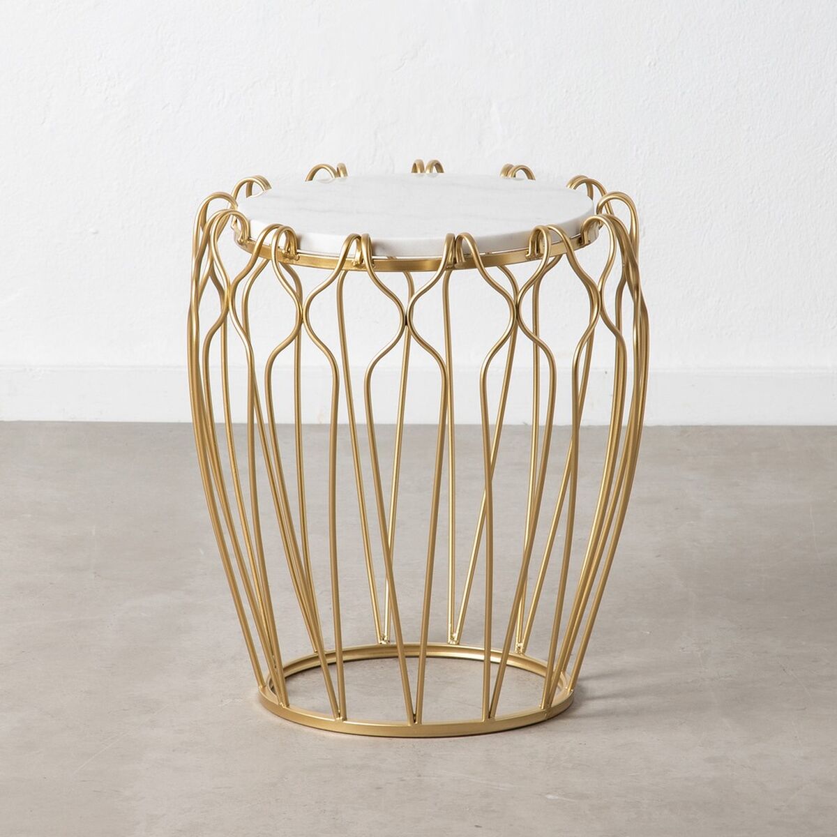 Side table Golden Metal White Marble