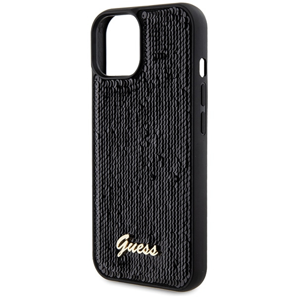 Guess GUHCP14SPSFDGSK Apple iPhone 15 / 14 hardcase Sequin Script Metal black