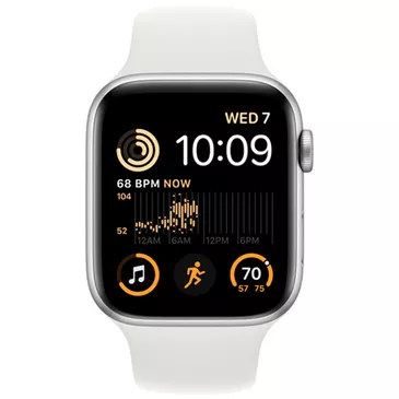 Apple Watch SE 2022 44mm Silver (Whitete Siliconenband)